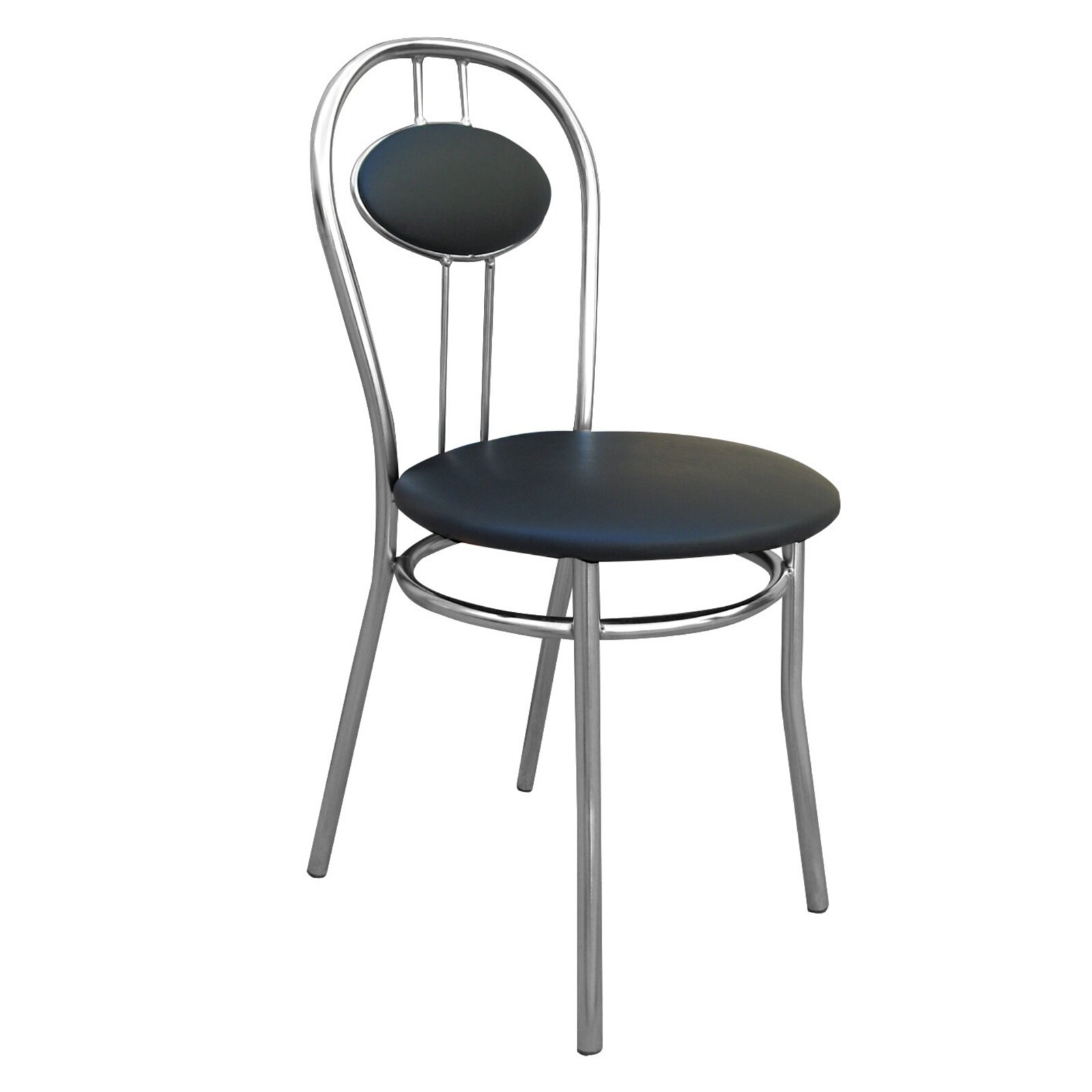 Scaun dining MF Tiziano, cadrul cromat, PU, negru